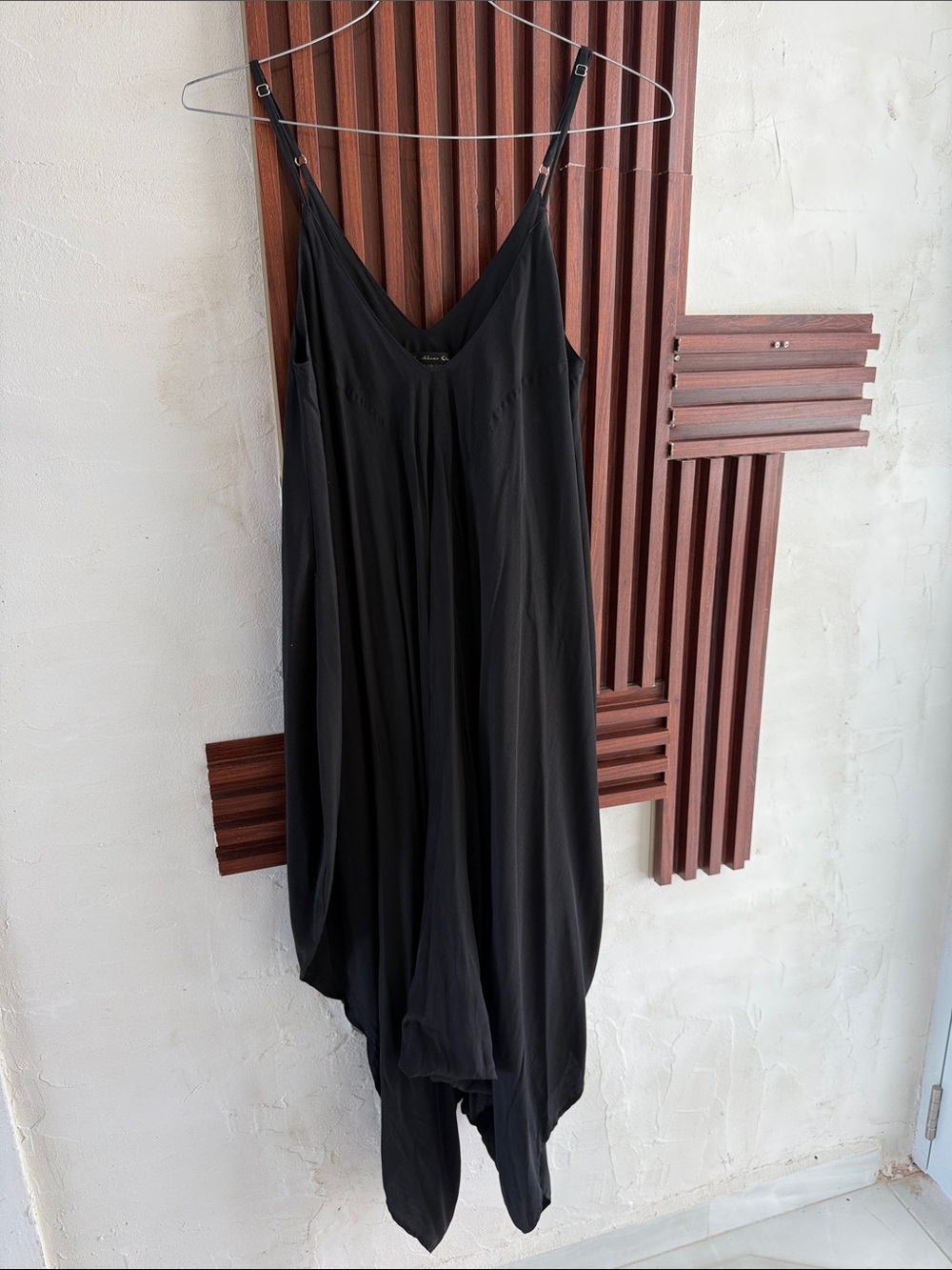 Caribbean Queen Black Asymmetrical Slip Dress
